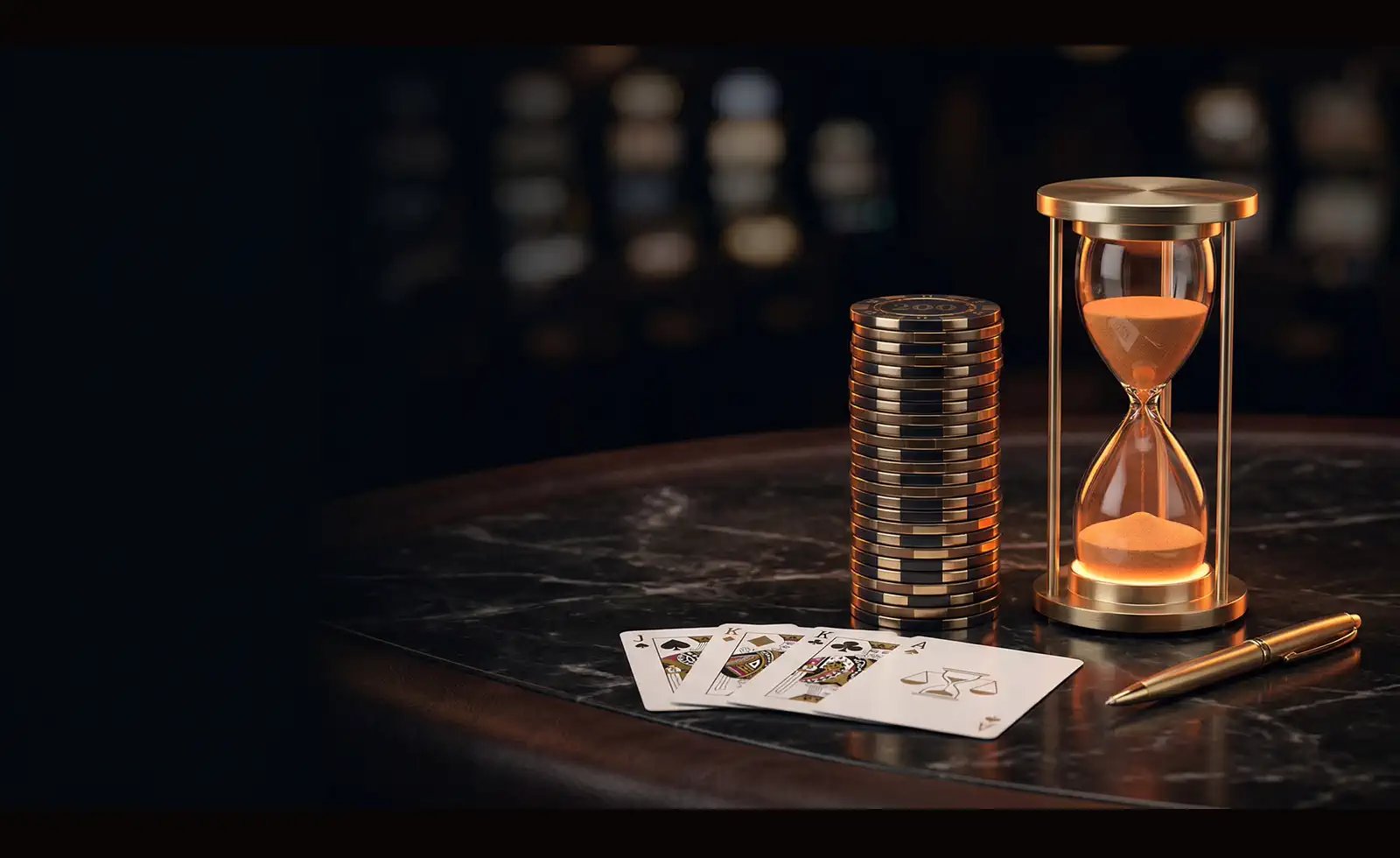 Mr Goodwin Casino editorial about page visual with notebook, chips and premium desk scene