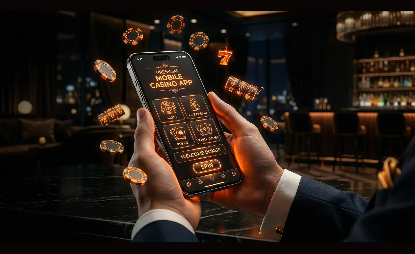 Mr Goodwin Casino bonus illustration with glowing reward cards and promo wheel