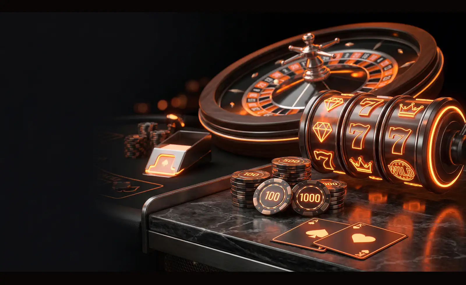 Mr Goodwin Casino tournament artwork with poker table and glowing leaderboard screens